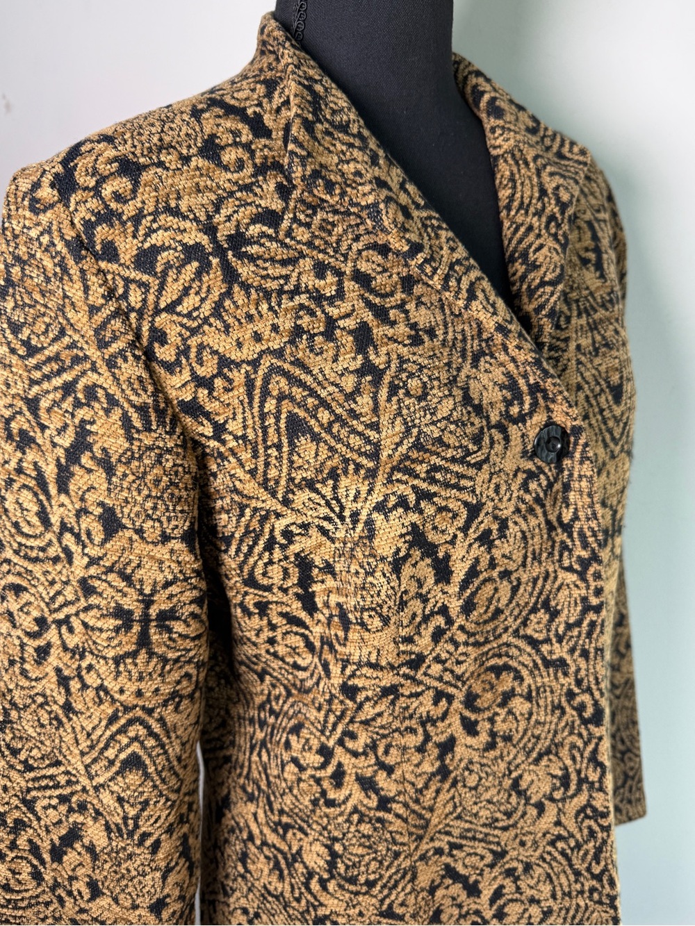 Coldwater Creek Baroque Tapestry Jacquard Blazer Gold Black Dark Academia Sz 10 - Picture 6 of 9